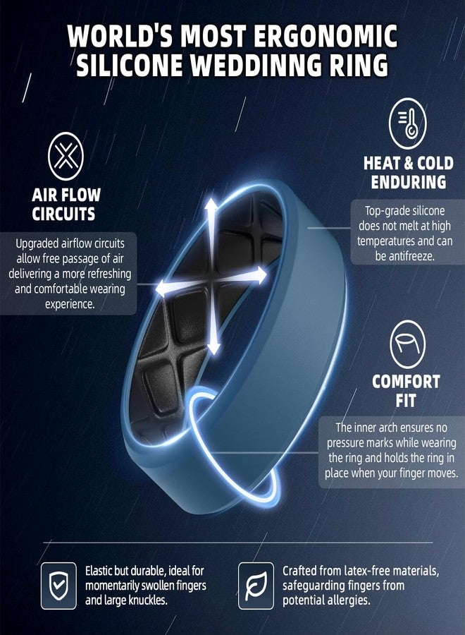 Egnaro Men's Silicone Rings, 7.5mm Wide 2.5mm Thick Rubber Bands For Him, Ergonomic Beveled Edge Two Tone Waterproof Workout Accessories - Image 2